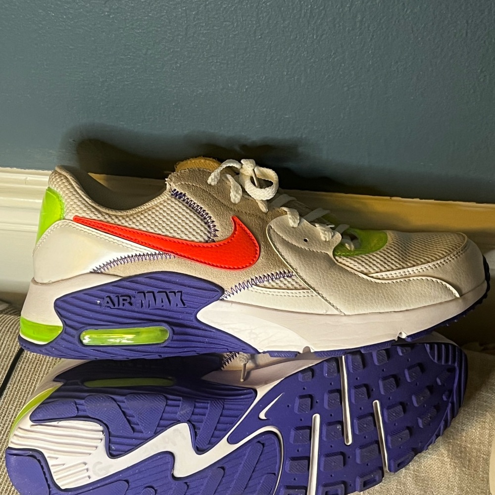 Nike Air Max White with Neon Green and Red Accents